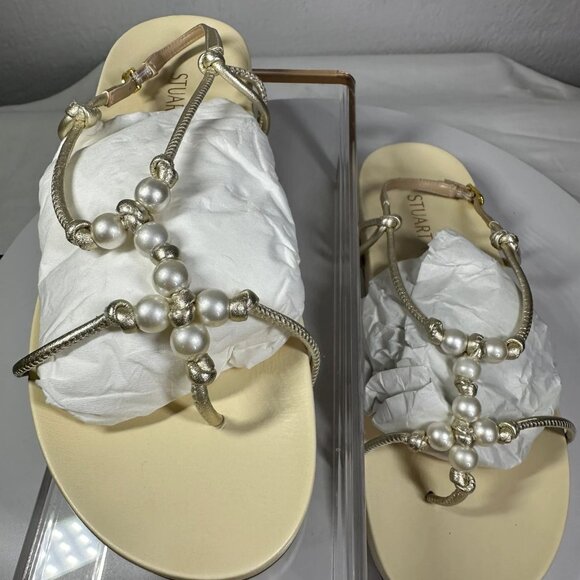 Stuart Weitzman Sandals Womens Size 9 Pearl Knot Demi Wedge Thong - Picture 12 of 14